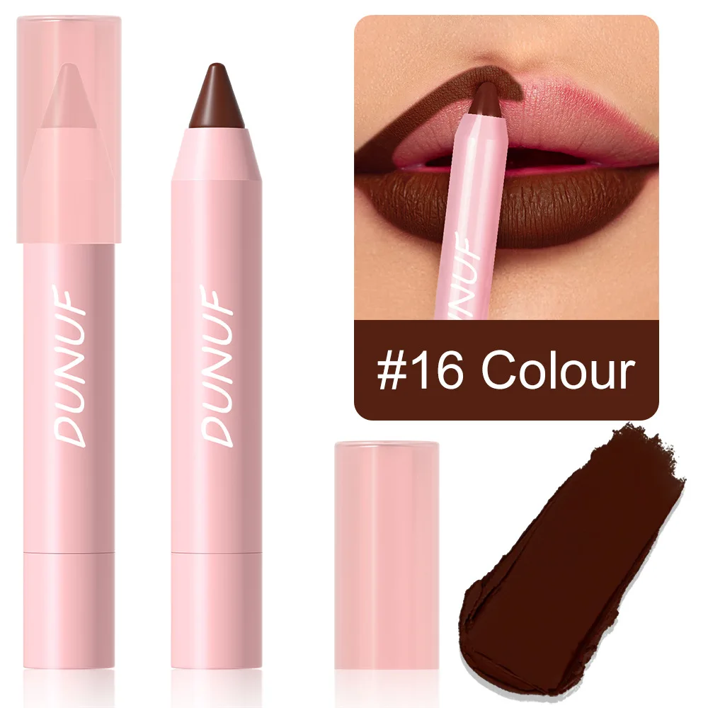 DUNUF Lipstick Pencil Waterproof Sexy Red Nude Purple Matte Tint Lipstick Lasting Lip liner Pen Longlasting Makeup Cosmetic 4