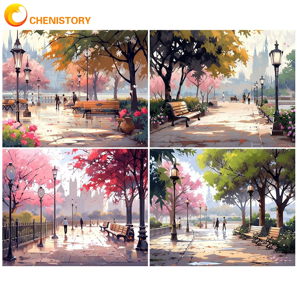 

CHENISTORY Coloring By Number On Canvas Garden Landscape DIY Craft Kits Acrylic Paint For Adults Coloring By Number For Home Dec
