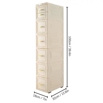 Nightstand Wood Lingerie Chest with Drawers Multifunctional Storage Locker Multi-Layer Living Room Cabinet w/ 7 Drawers 4