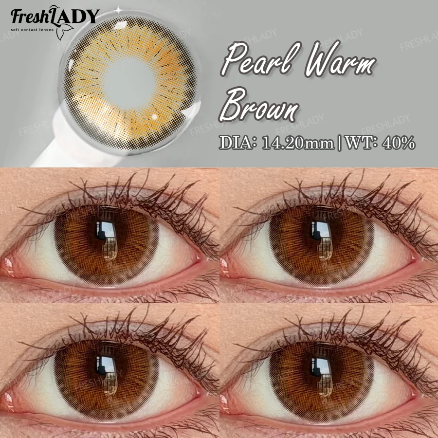 Pearl Warm Series Colored Contact Lenses - Natural Brown & Blue, Soft 14.2mm