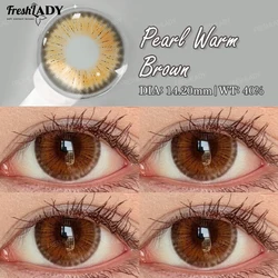 Pearl Warm Series Colored Contact Lenses - Natural Brown & Blue, Soft 14.2mm (Pearl Warm Brown)