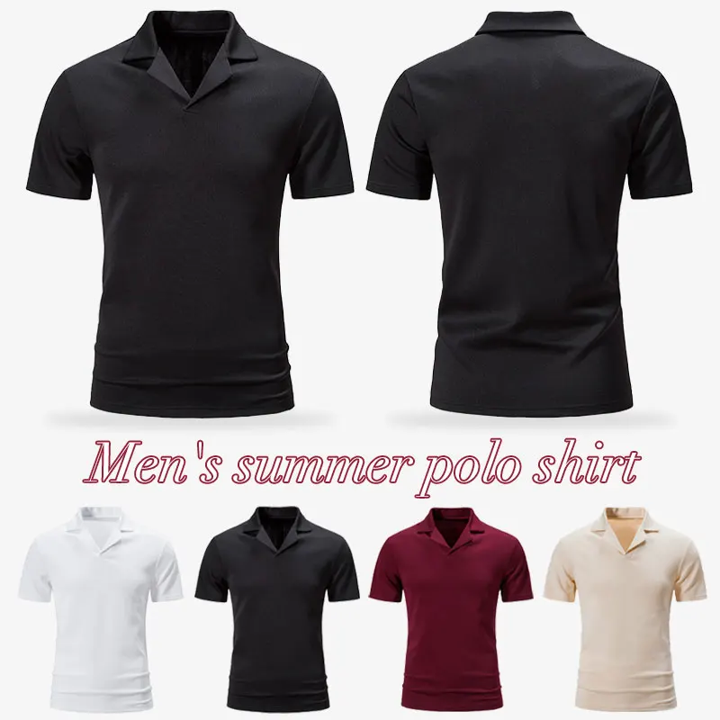 

Mens Summer Classic Shirt Slim Fit Polo Shirt Male Solid Colour Short Sleeve Casual Tops Fashion Streetwear Blouses