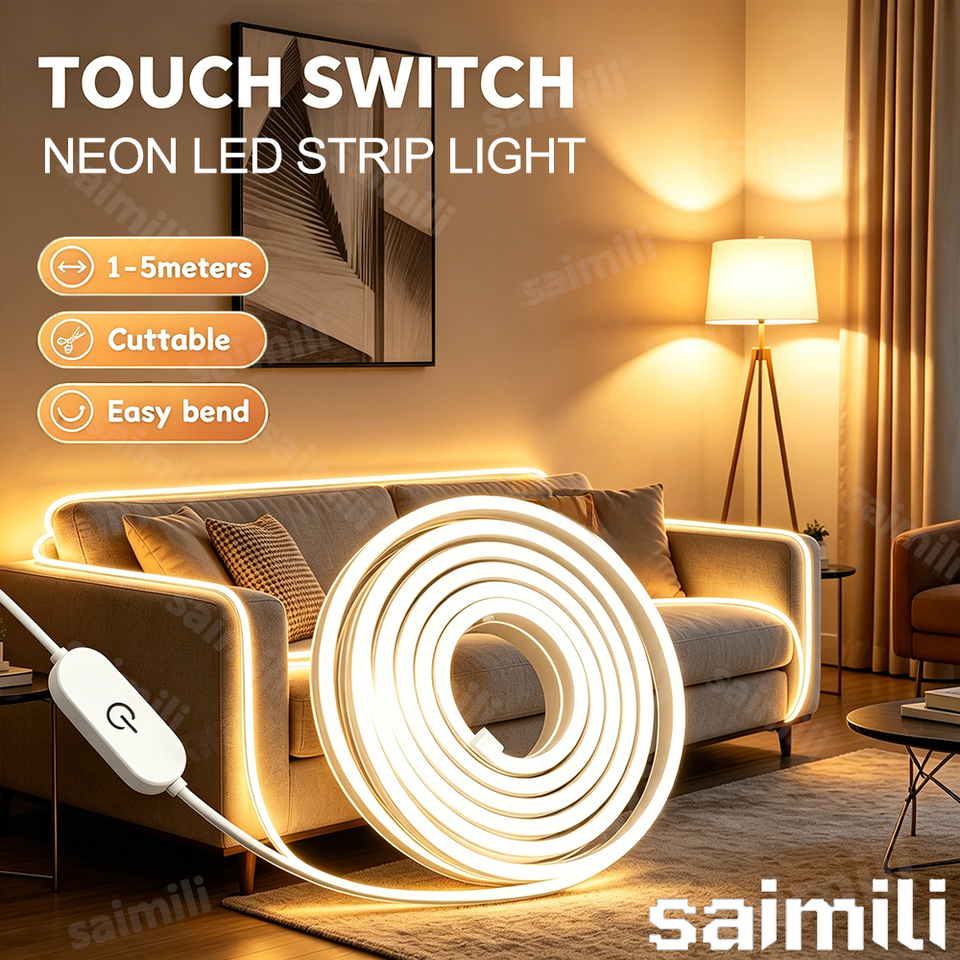 USB 5V Neon LED Strip Light Smart Touch Sensor Dimmable Neon Sign Light Tape Waterproof Flexible Lighting Lamp For Room Decor