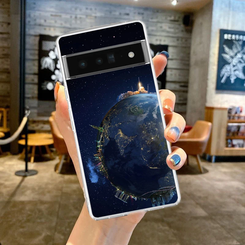 Earth Stars Space Design Soft Silicone Clear TPU Phone Case