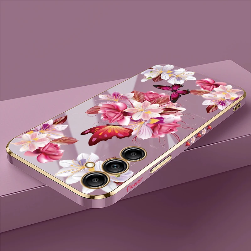 Elegant Flower Butterfly Plating Soft Silicone Phone Case