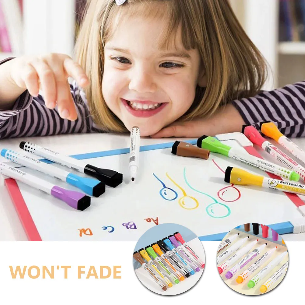 8Pcs 화이트 보드 마커 자기 건조 지우기 지울 수있는 컬러 펜 부드러운 쓰기 마커 세트 건조 지우기 마커 화이트 보드 펜