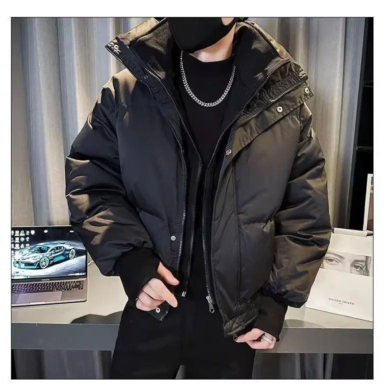 Fashion Trend Men's Cotton-padded Winter Handsome Plus Velvet Thick Warm Winter Clothes