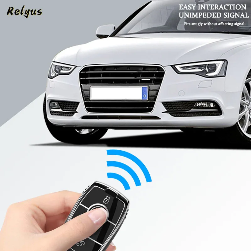 TPU 자동차 키 케이스 커버 쉘 포브, 메르세데스 벤츠 A C E S G 클래스 GLC CLE CLA GLB GLS W177 W205 W213 W222 X167 AMG E200 E400