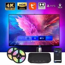  Smart Ambient TV Led Backlight For 4K HDMI 2.0 Device Sync Box Led Strip Lights Kit Wifi Alexa Voice Google Assistant Control 