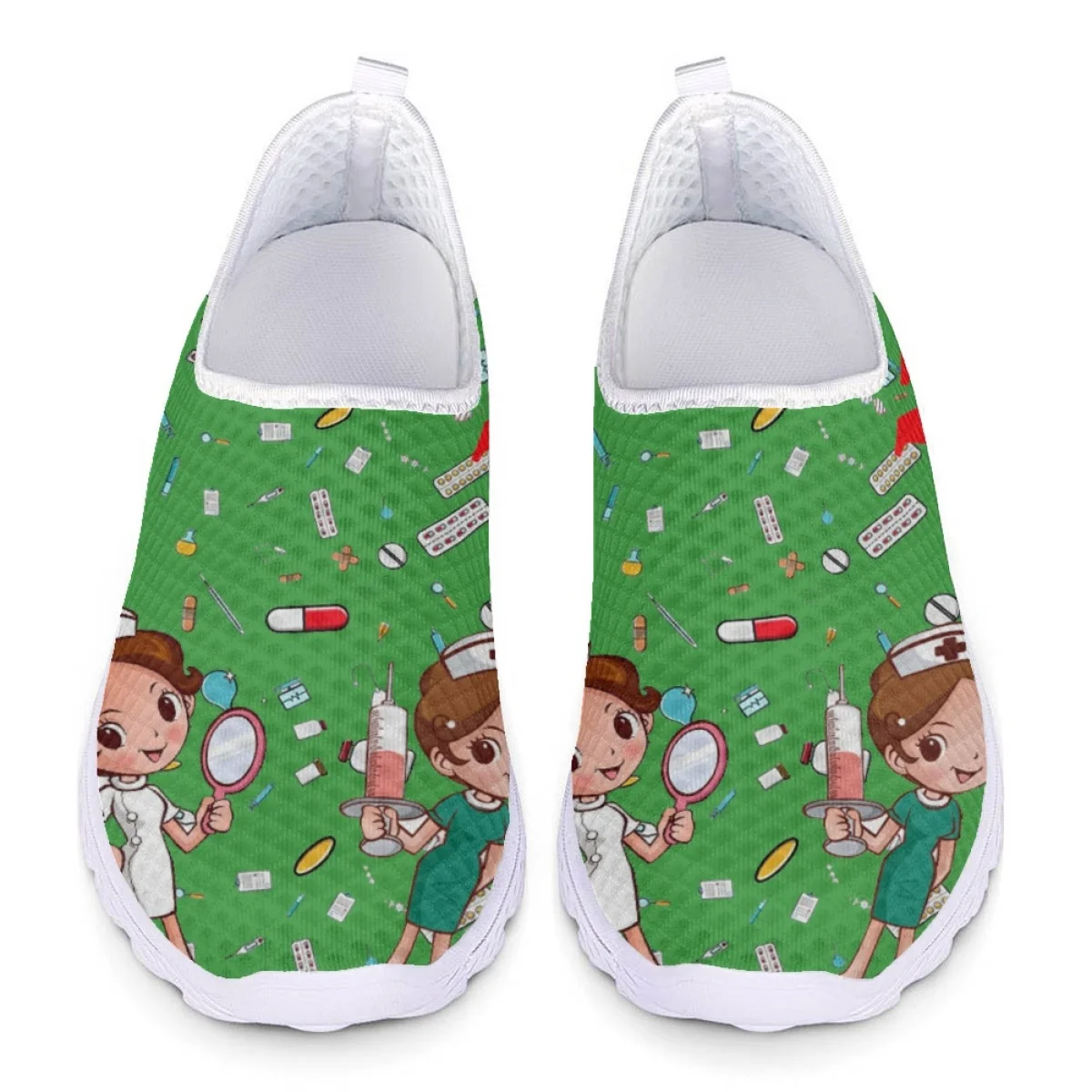 

Женские кроссовки Belidome для медсестер, Повседневные Дышащие сникерсы с сетчатым верхом, с мультяшным принтом, для медсестер, дизайнерский бренд, для девочек