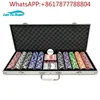 500 pcs Clay poker chips with silver aluminum case set include 2 sets poker cards and 1 white dealer 1