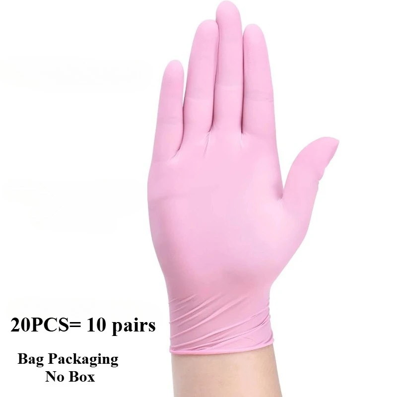 10/20/50/100PCS Pink Gloves Disposable Nitrile Gloves Powder Free for Household