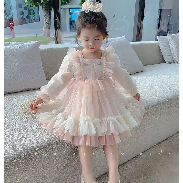 

New girls' dress Summer children's printed princess dress Toddler baby lace dress 1-9Y children's clothing princess dress
