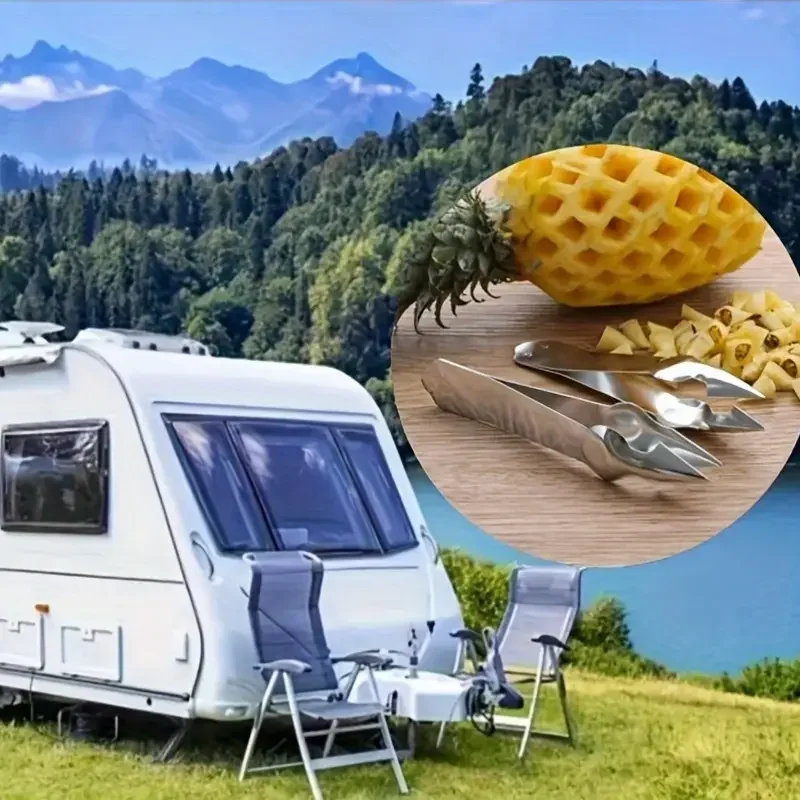 Stainless Steel Fruit Vegetable Stem Remover Strawberry Huller Pineapple Eye Peeler Tomato Stalk Extractor Kitchen Tool