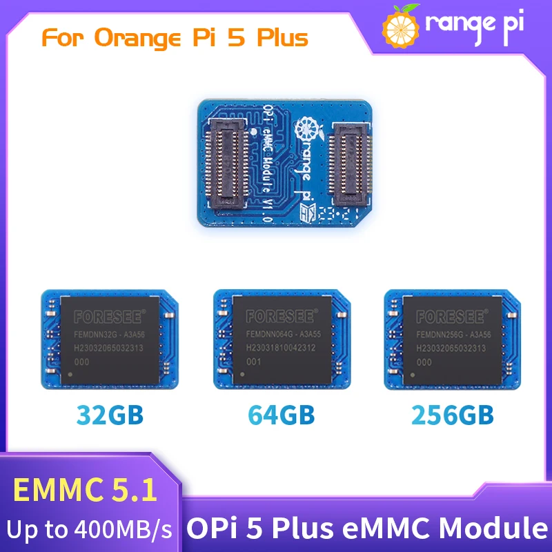 Laranja pi Além Disso Módulo Emmc 32gb 64gb 256gb Emmc 5.1 3d Flash Nand 400 mb s Leitura Rápida Velocidades de Gravação para Tablet pc Ott Telefone Inteligente
