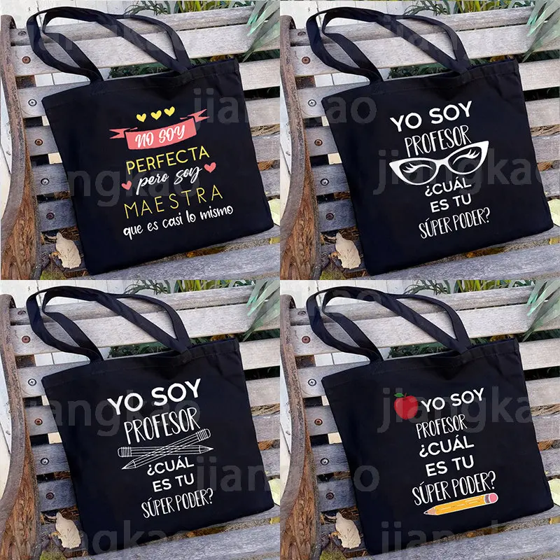 Yo Soia Profesor Cual Es Tu Superpoder Tela Spalla Cerniera Borsa Donna Riutilizzabile Borsa Tote Book Borse Di Stoccaggio Miglior Regalo Insegnante