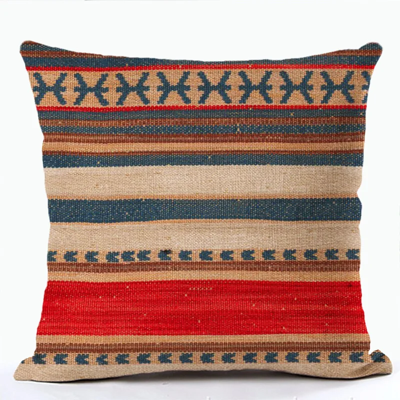 Bohemian Patterns Linen Cushions Case Multicolors Abstract Ethnic Geometry Print Decorative Pillows Case Living Room Sofa Pillow 