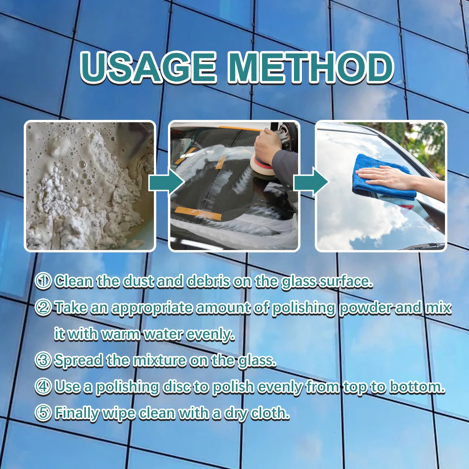 100g 세륨옥사이드 유리 연마제 윈도우 윈드스크린 스크래치 제거제 수리 왁싱 폴리쉬 패드 세륨옥사이드