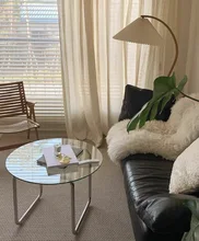 

Glass Sofa Side Table Corner Table Living Room Bedside Table Center Round Table European-style Small Coffee Tablemodern Morocco