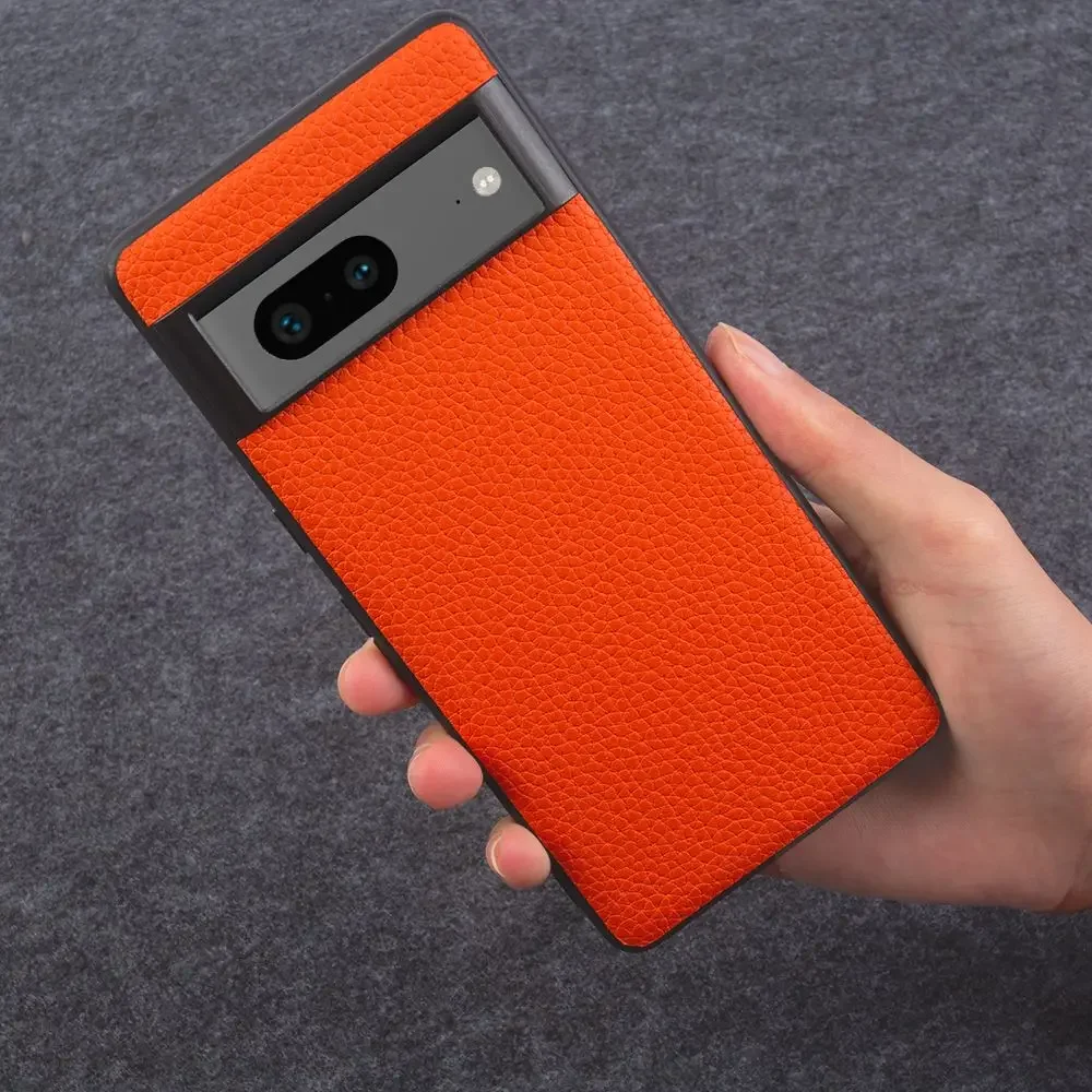 Luxury Cowhide Leather Phone Case with Full Protection - Shockproof Back Cover