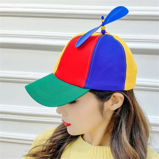 Bambus-Libellen-Regenbogen-Sonnenkappe, lustige Abenteuer-Papa-Mütze, Snapback-Mütze, Hubschrauber-Propeller-Design für Kinder, Jungen, Mädchen, Erwachsene_voghion.com