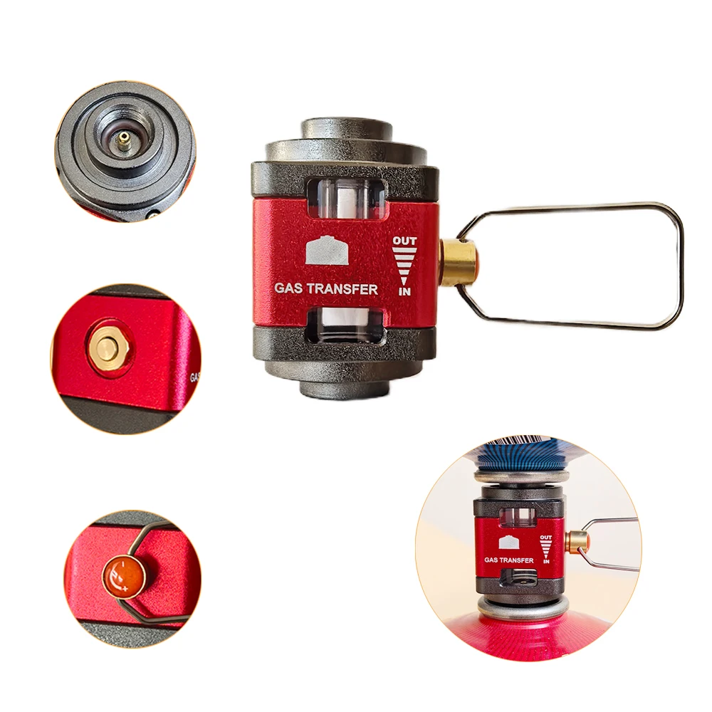Outdoor Camping Visual Gas Tank Converter Tank Gas Refill Adapter Isobutane/Butane Mutual Charge Adapter Collection Valve