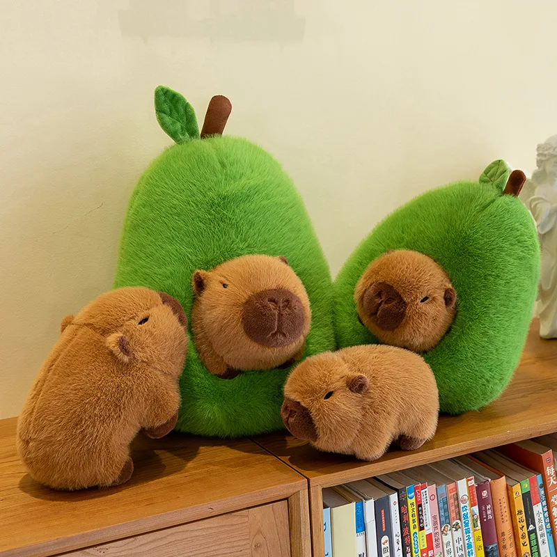 2-in-1 Baby Avocado Capybara 25/35cm Plush Toy Stuffed Creative Into Fruit Transform Apple Pig Cuddly Doll for Kid Birthday Gift