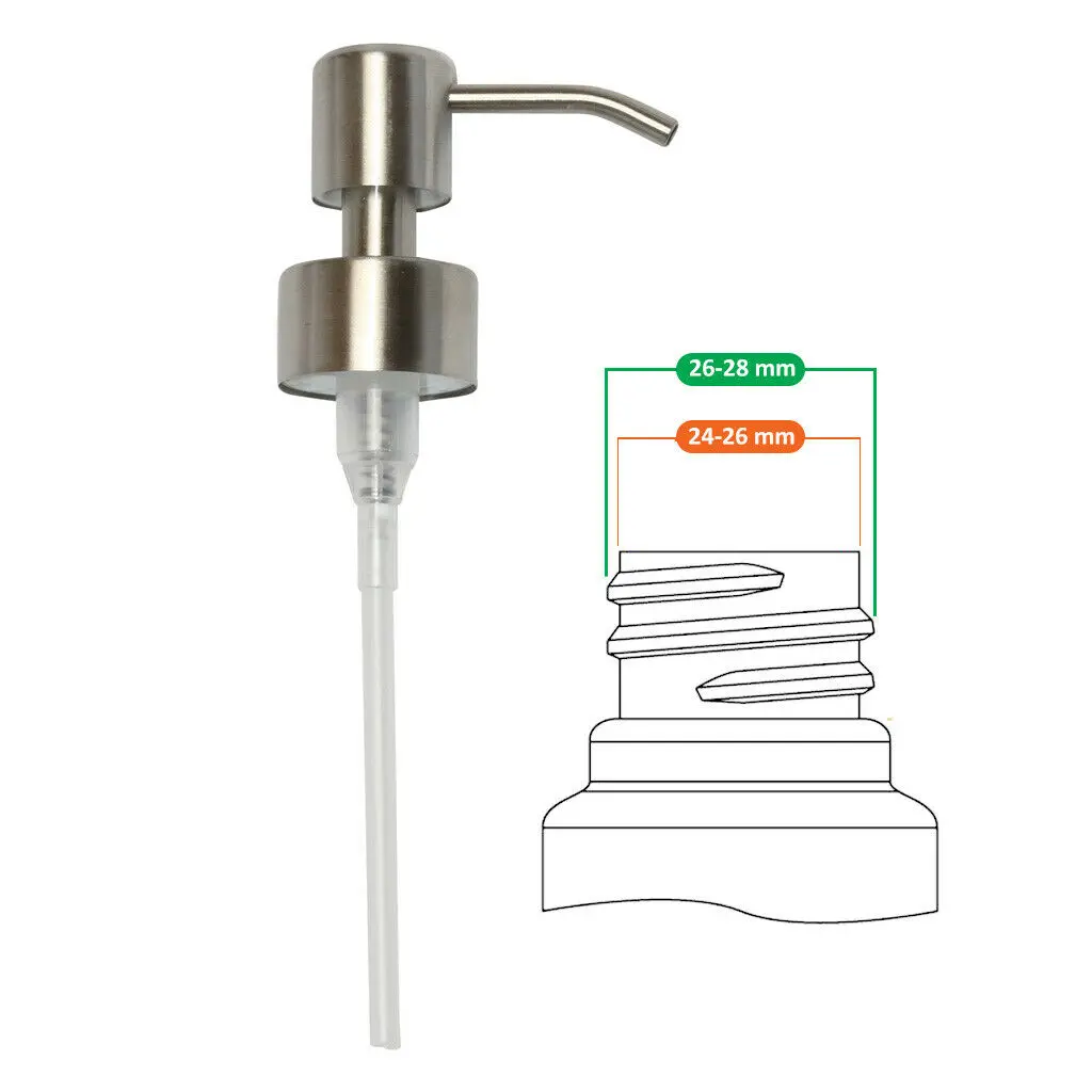 1pcs 304 Stainless Steel Pump Head Soap Dispenser Pressure Nozzle For 28mm Liquid Lotion Bottle Bathroom Kitchen Accessories soap dispenser