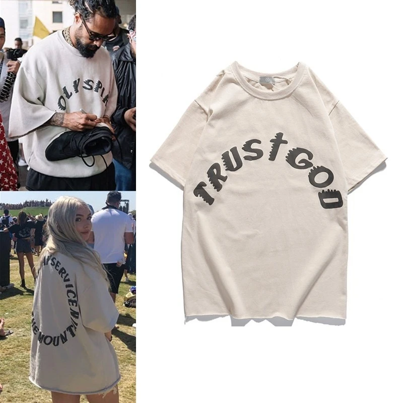 Kaus Dropship Kanye West Trust God Uniseks Ultra Katoen Tea|T ...