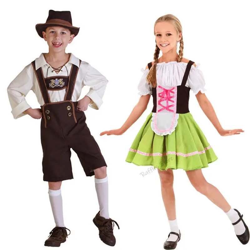 

Kids Oktoberfest Costume Child Girls Boys Performance Suit Cute Overalls Dress Roleplay Outfit Holiday Halloween Party Clothes