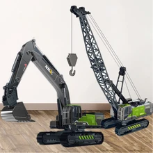 

1:50 Simulation Alloy Head Children Engineering Vehicle Toy Excavator Crane Model Truck Car Toys for Boys Gifts Home Decoration