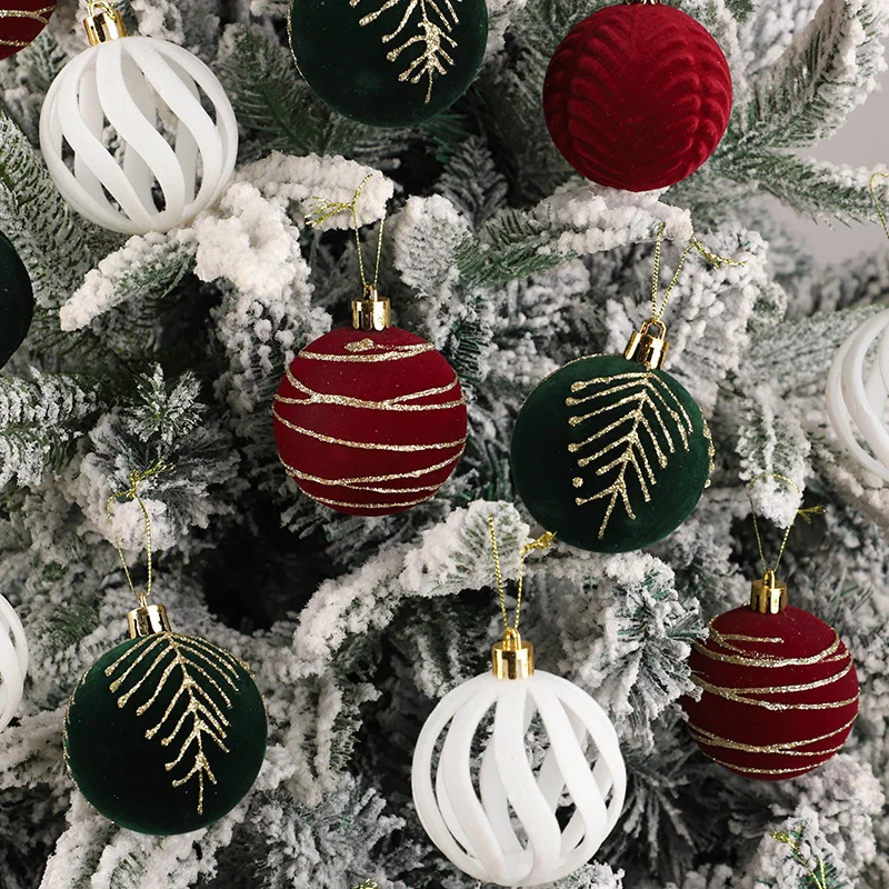 30pcs/box Christmas Velvet Balls 6cm Big Xmas Tree Hanging Pendants 2025 Merry Christmas Decoration For Home 2026 New Year Gifts