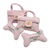 New Arrive Pet Plush Toys Cute Bone Bag Perfume Shaped Bite Chewing Squeaky Toys Luxury Designer Puppy Gift Toy 2