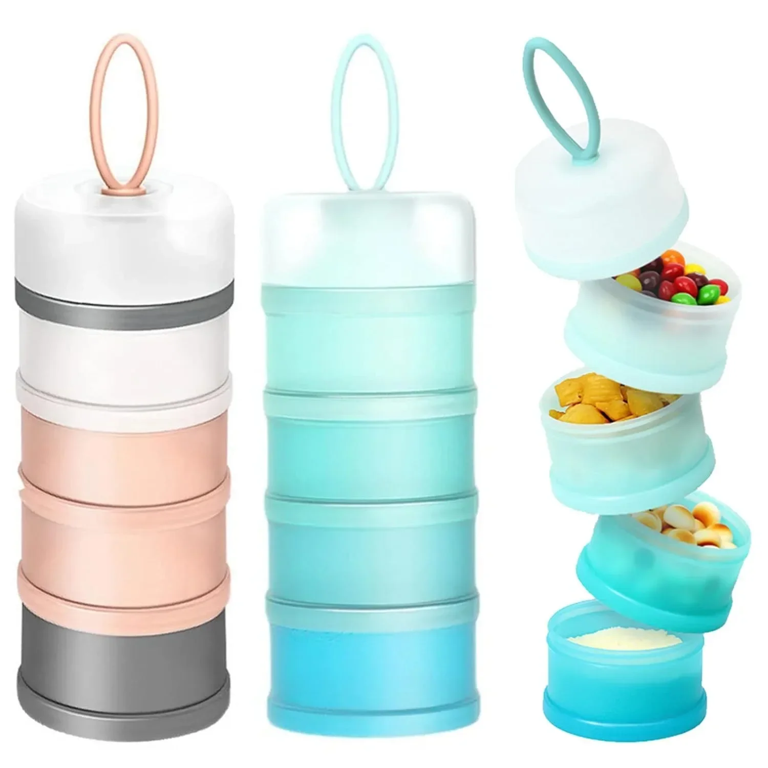 4 Compartments Baby Milk Formula Dispenser Portable Kids Food Container Storage Feeding Box Babies and Toddlers