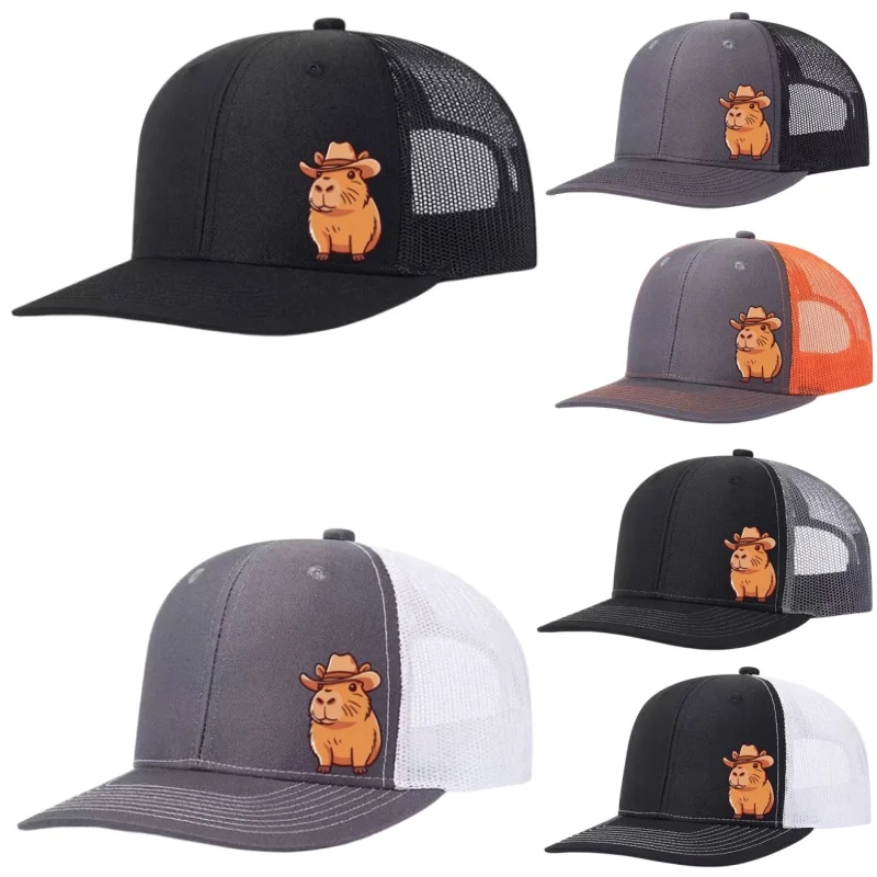 Capybara Printed Adjustable Snapback Hat – Breathable Trucker Mesh Outdoor Cap