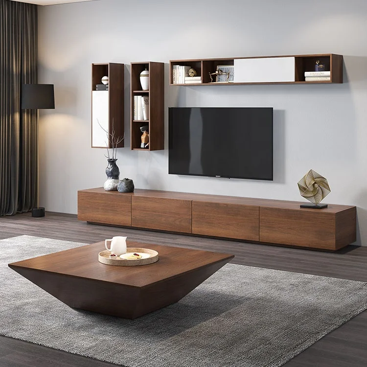 Living Room Furniture Modern Black Wooden Tv Stand Cabinet
