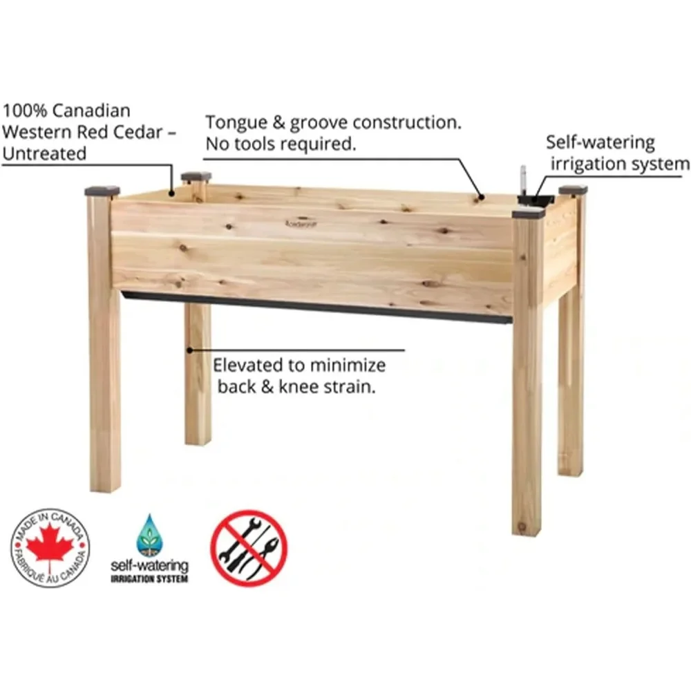 Elevated Cedar Self-Watering Planter with Greenhouse Cover 4