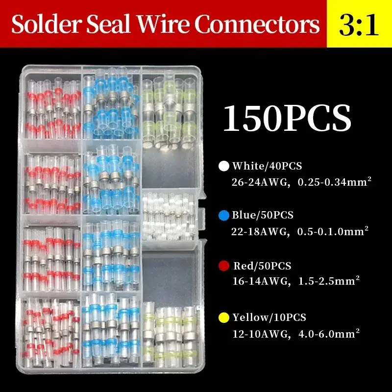 50~500Pcs Boxed Solder Seal Wire Connectors 3:1 Heat Shrink Insulated Electrical Wire Terminals Butt Splice Connector Waterproof - Image 12