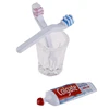 4Pcs/Set Dollhouse Miniature Cup Toothpaste Toothbrush Set Miniature Dollhouse Bathroom Scene Decor 1:6 1:12 Dollhouse Decor 5