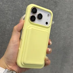Premium Magnetic Liquid Silicone Phone Case with Magsafe Card Wallet and Shockproof Protection - iPhone 15 Plus (YELLOW)