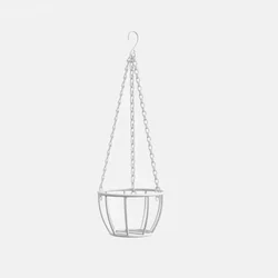 Vintage - Style Iron Hanging Planter with Chain - Round Pot Tray Holder (White - L)