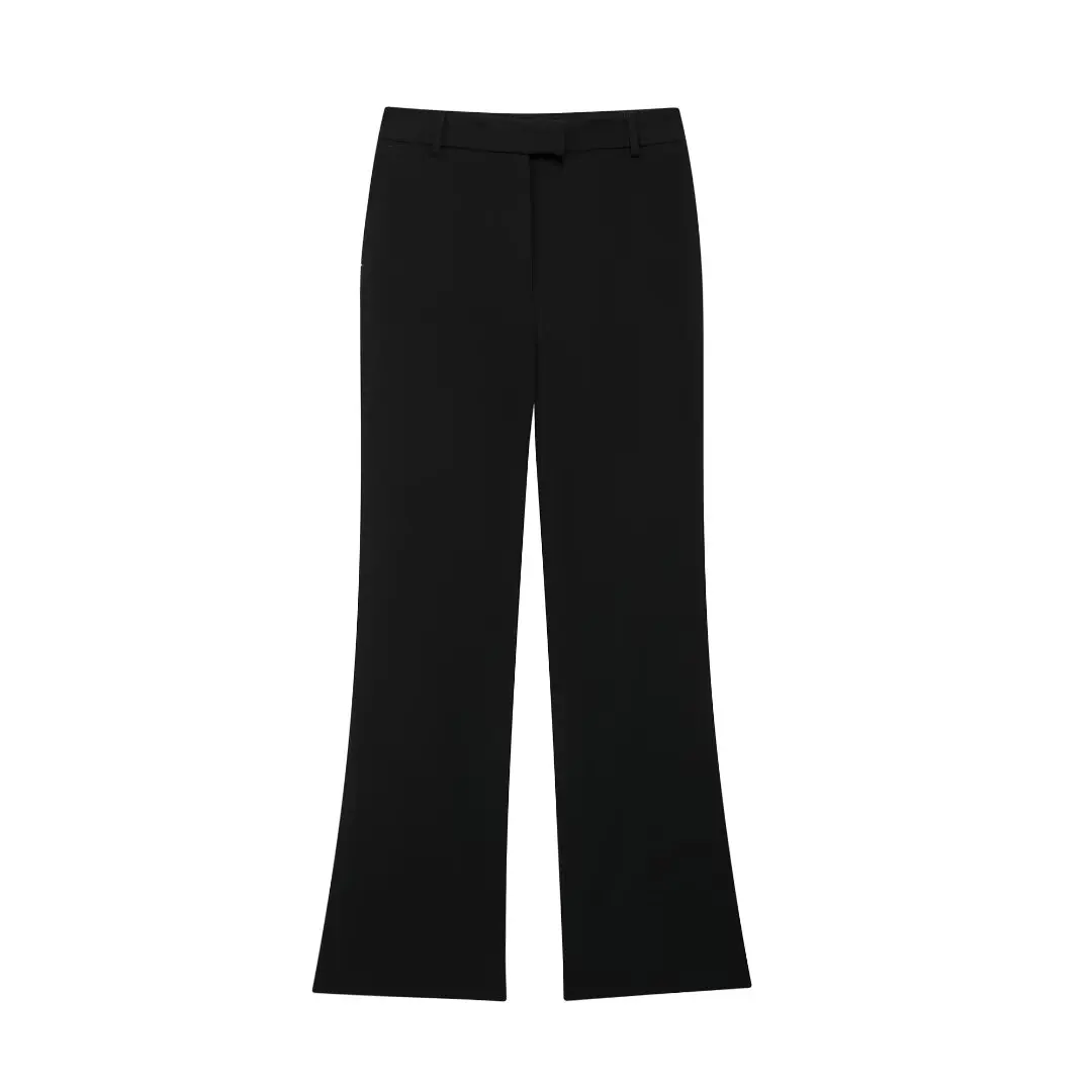 HH TRAF Otoño Moda Mujer Cintura Alta Suelta Slim Pantalones Largos Mujeres Bolsillos Cremallera Botón Casual Pantalones Anchos 3 Colores Mujer
