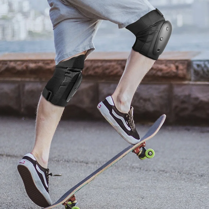 6pcs /Kit Black Velcro Skateboard Ice Roller Skating Protective Gear Elbow Pads Wrist Guard Cycling Riding Knee Protector Kids 2 6pcs /Kit Black Velcro Skateboard Ice Roller Skating Protective Gear Elbow Pads Wrist Guard Cycling Riding Knee Protector Kids 2