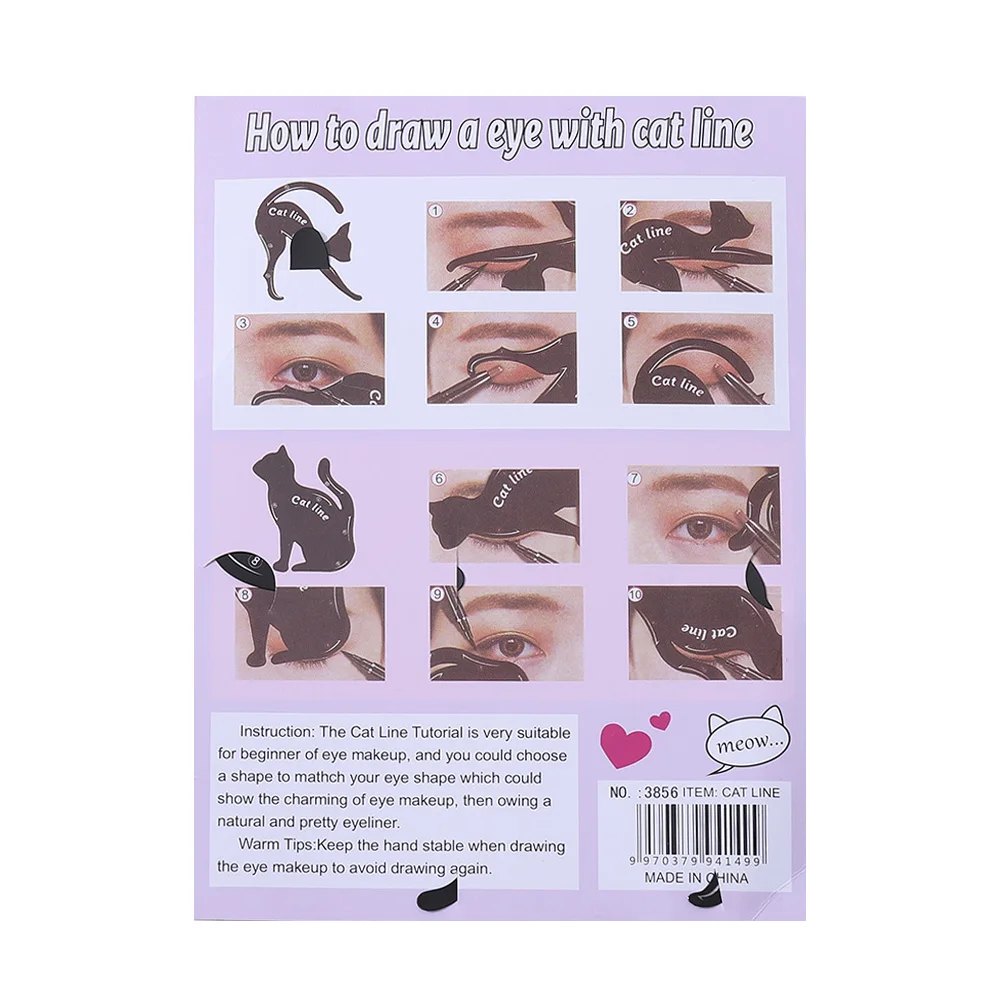 Eye Makeup Tool Eye Template Shaper Model Easy To Make Up Cat Line Stencils Eyeliner Card Cat Line Eyeliner Stencils Black Pro makeup tools eyeliner stencil tool eye makeup tools