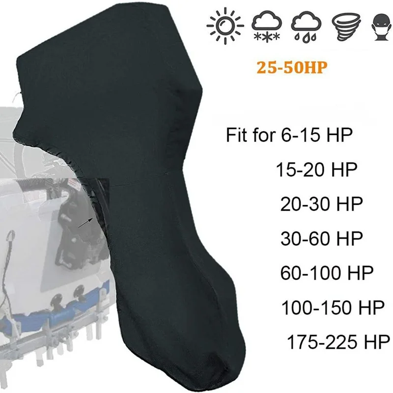 Funda Impermeable Oxford 420D Para Motor Fueraborda (0-300 HP) - Ajustable, Resistente A UV, Polvo Y PVC, Incluye Bolsa De Almacenamiento