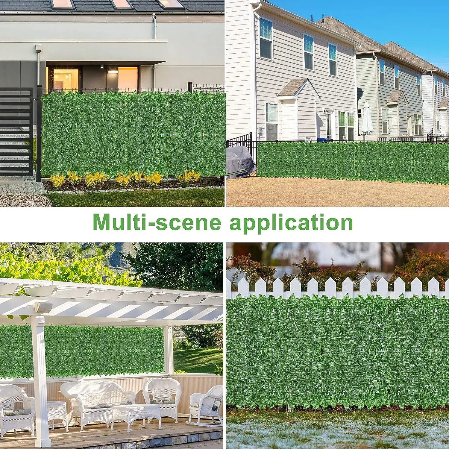 Artificial Fence Panels Artificial Plants Artificial Leaf Fence Panels 4/3/2/1m Long Faux Ivy Hedge Fake Leaves Privacy Fence Garden Balcony Terrace Patio Screen