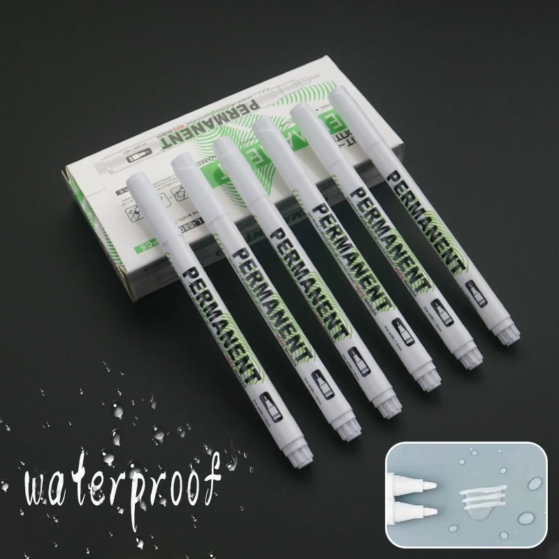 0.7 유성 방수 젤 펜, 그래피티 스케치 마커, 문구 쓰기 학용품, 화이트 아트 마커 펜, 2.0mm, 5 개, 1 개