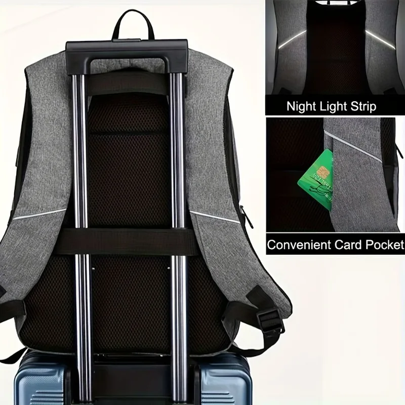 Gray and Black Backpack Male Business Multi-function Computer Backpack USB Charging Storage Business Bag Anti-theft Backpack
