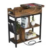 End Table with Charging Station, Flip Top Narrow Side Table Nightstand with Outlets USB Ports and Storage, Bedside Table 1