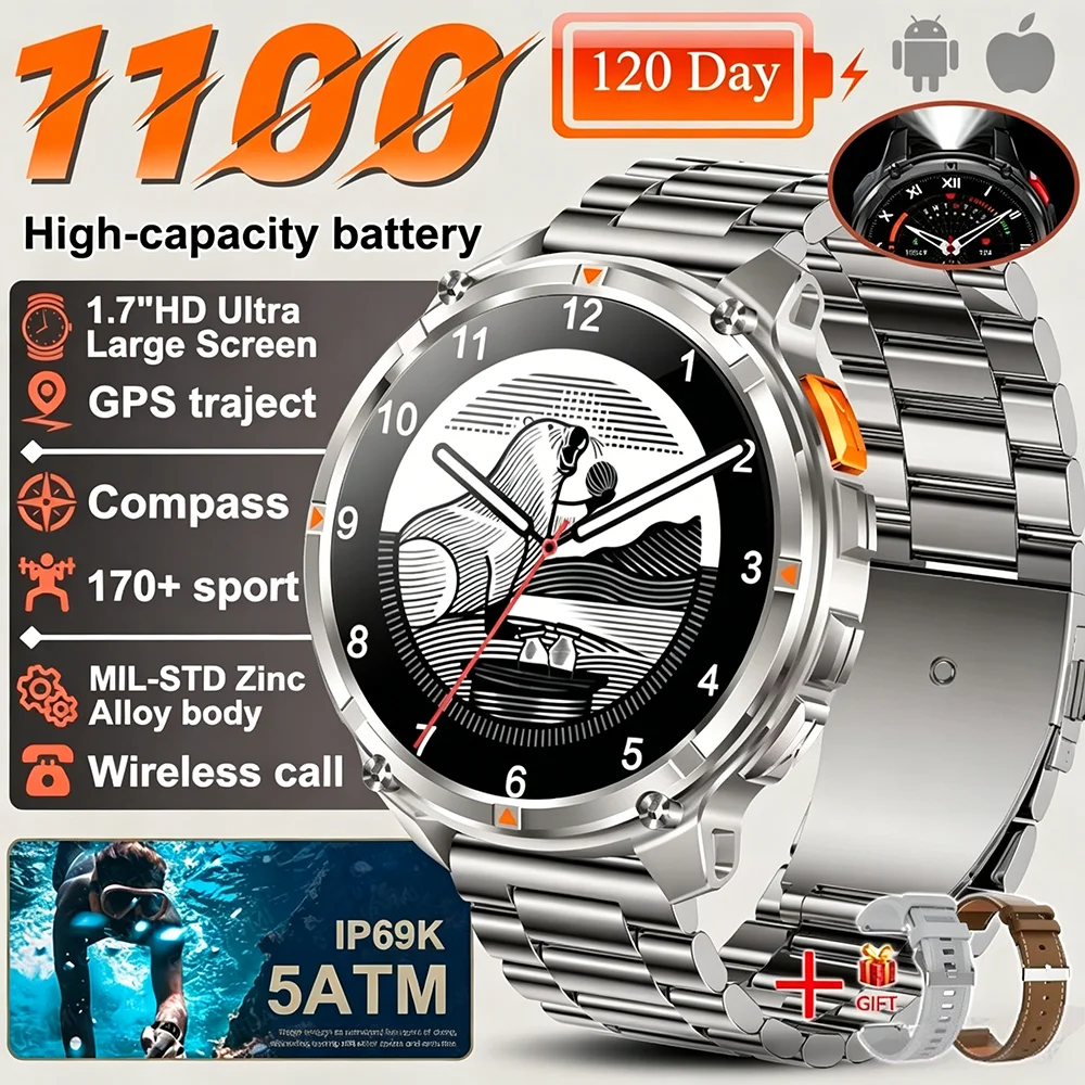 Enhanced Outdoor Sports Smartwatch with GPS & 5ATM Waterproof Rating